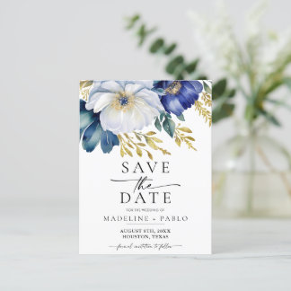 Anuncio de tarjeta postal de boda floral para guar