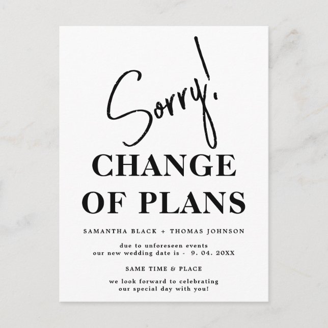 Anuncio de Tarjeta Postal de Boda Pospuesta (Anverso)