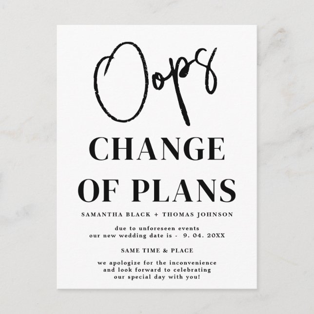 Anuncio de Tarjeta Postal de Fecha de Boda Pospues (Anverso)