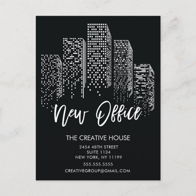 Anuncio de Tarjeta Postal de Mudanza a Nueva Ofici (Anverso)