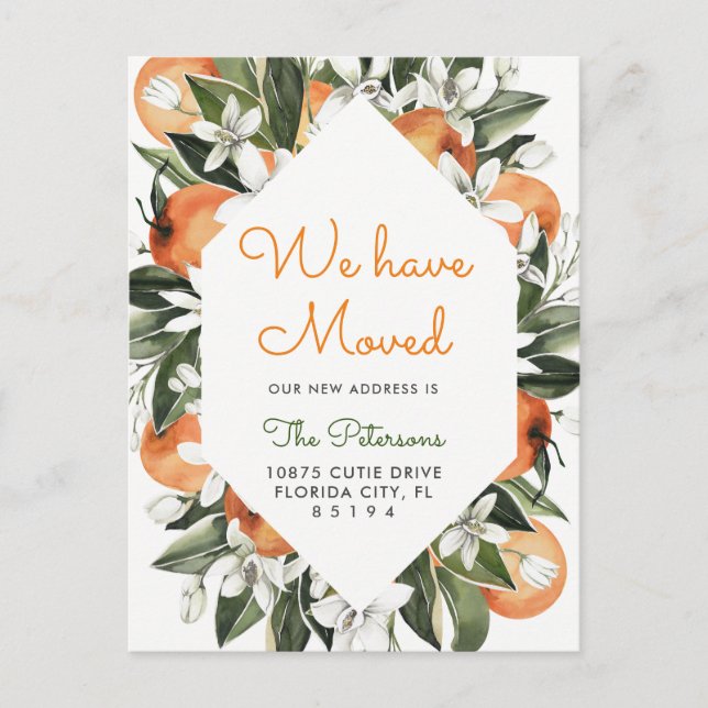 Anuncio de Tarjeta Postal de Mudanza Naranja Nos H (Anverso)