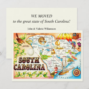 Anuncio de traslado con mapa vintage de Carolina d