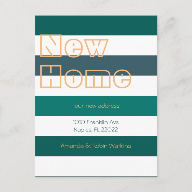 Anuncio de traslado con rayas modernas y llamativa (Anverso)