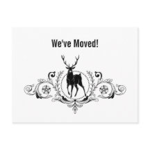 Anuncio de traslado con remolinos ornamentales y c