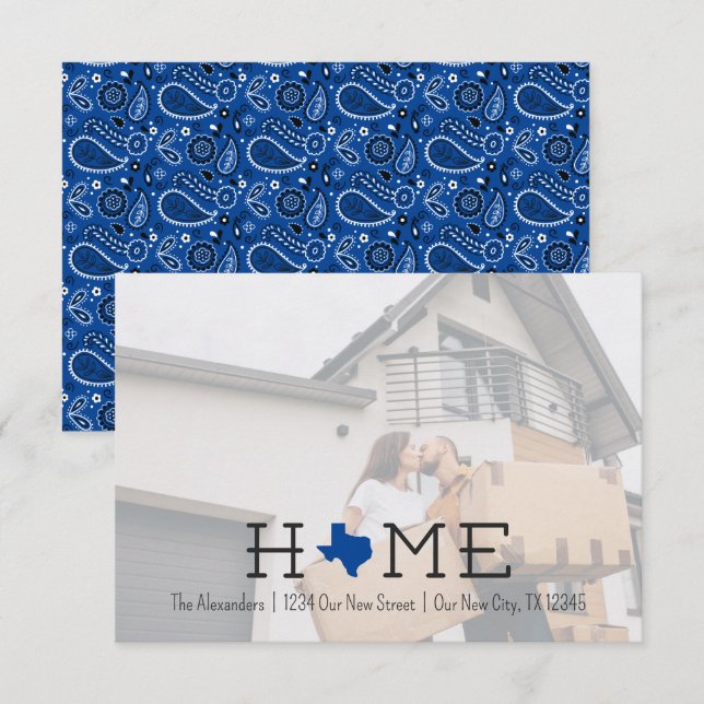 Anuncio de traslado de Blue HOME Texas (Anverso / Reverso)