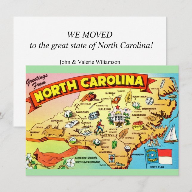 Anuncio de traslado del mapa de Carolina del Norte (Anverso / Reverso)