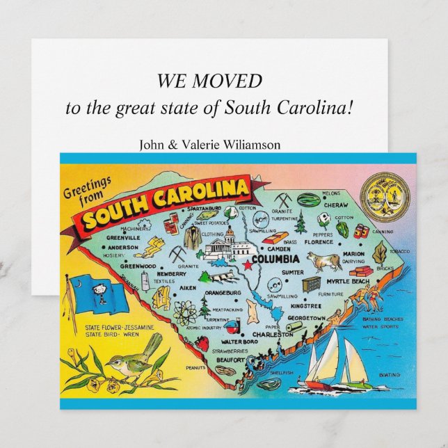Anuncio de traslado del mapa de Carolina del Sur (Anverso / Reverso)