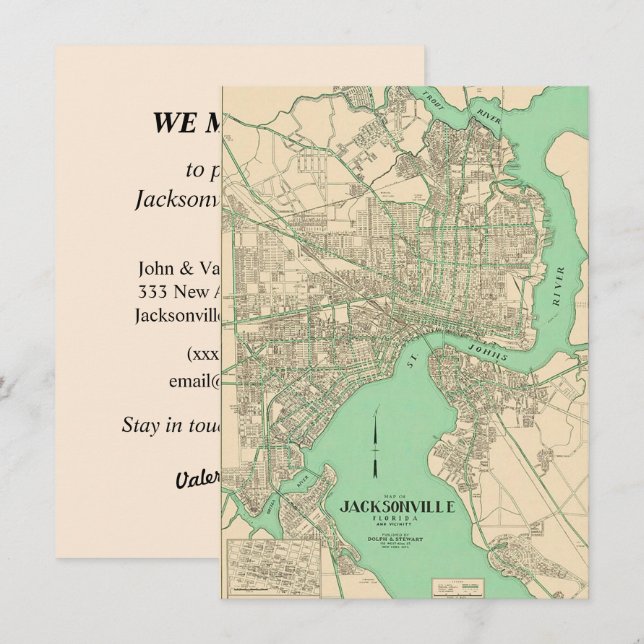 Anuncio de traslado del mapa de Jacksonville FL (Anverso / Reverso)