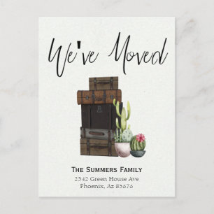 Anuncio de traslado Nos hemos mudado Suitcases Cac