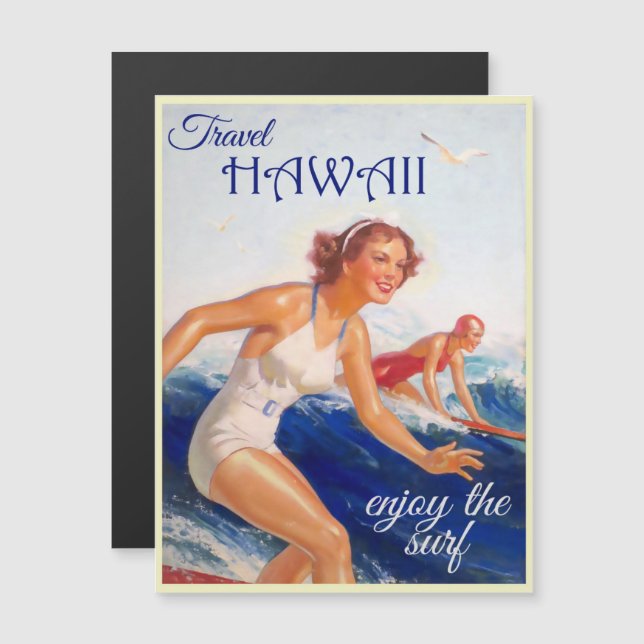 Anuncio de turismo vintage de Hawái (Anverso/Reverso)