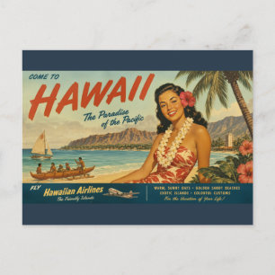 Anuncio de viaje hawaiano de estilo vintage