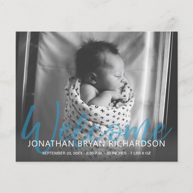 Anuncio de volante de foto del nacimiento de Blue  (Frente)