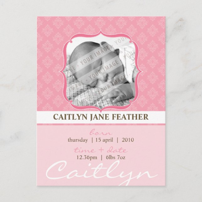 ANUNCIO DEL BEBÉ :: elegantemente enmarcado 6 (Anverso)