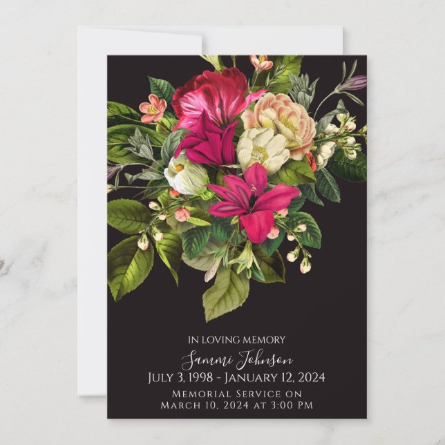 Anuncio del funeral de Lily Floral Profunda (Anverso)