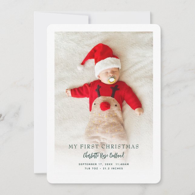 Anuncio del Primer Cumpleaños y Navidad del Bebé (Anverso)