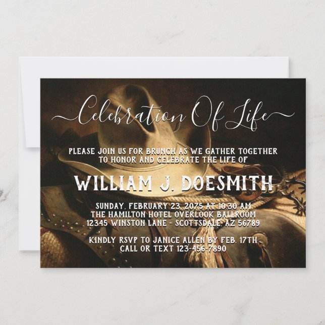 Anuncio del Servicio Memorial de Cosas de Vaquero (Anverso)