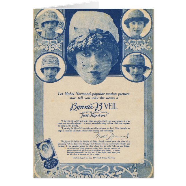 Anuncio del velo de Mabel Normand 1918 (Frente)