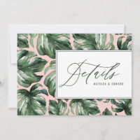Detalles de boda de follaje de hoja de palma acuar