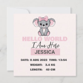 Anuncio Detalles del nacimiento del bebé: Koala rosa