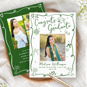 Anuncio Dibujos a mano alzada verdes Graduación 4 Foto Bla