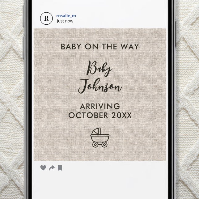 Anuncio Digital Minimalist Linen Luxury Baby News (Subido por el creador)