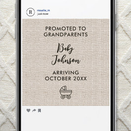 Anuncio Digital Promoted to Grandparents Linen Minimalist