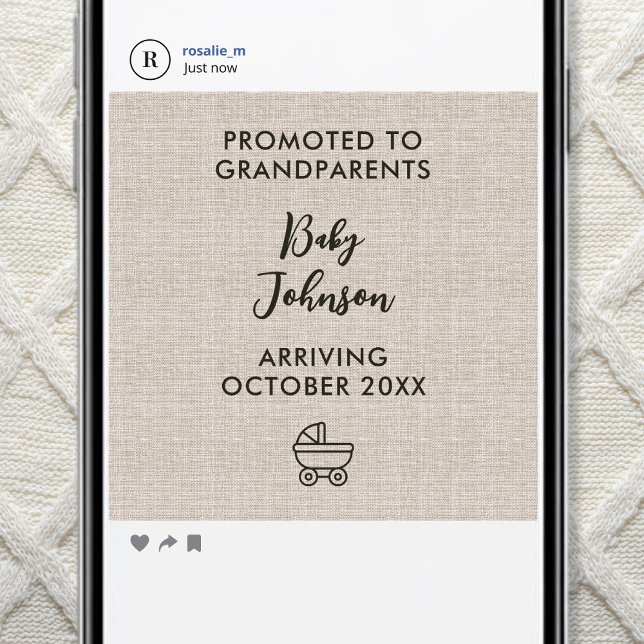 Anuncio Digital Promoted to Grandparents Linen Minimalist (Subido por el creador)