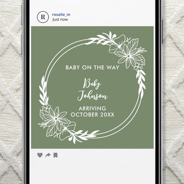 Anuncio Digital Wildflower Green Gender Neutral Pregnancy (Subido por el creador)