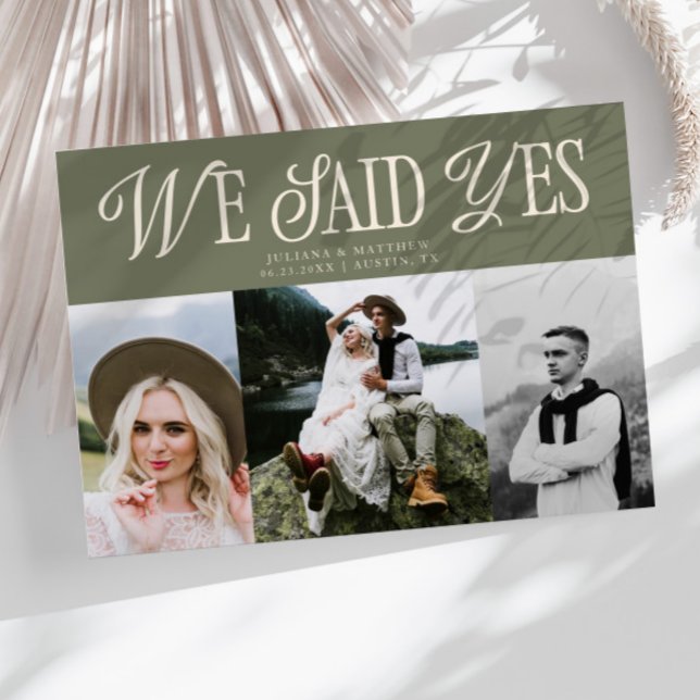Anuncio Dijimos Sí Boda Vintage Sage Multifoto (Subido por el creador)