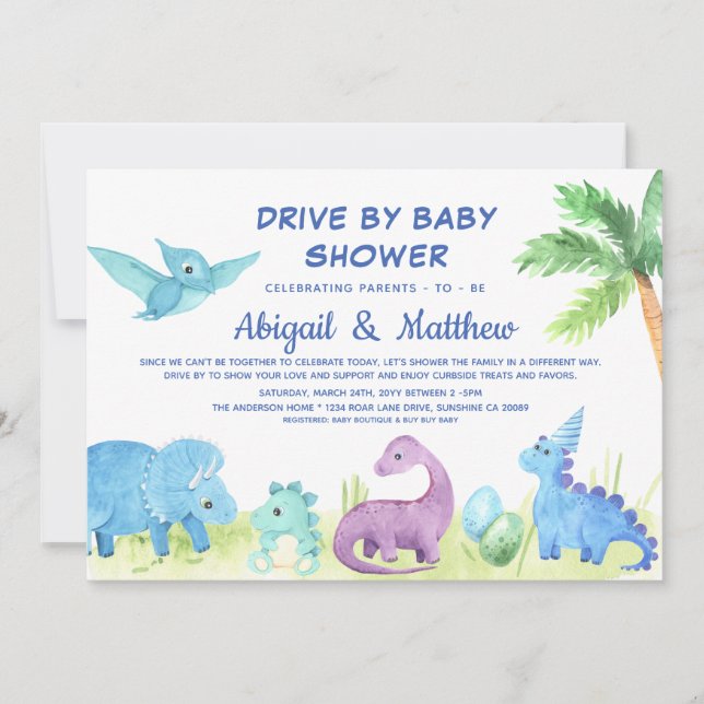 Anuncio Dinosaurio Impulsado Por Baby Shower Cute (Anverso)