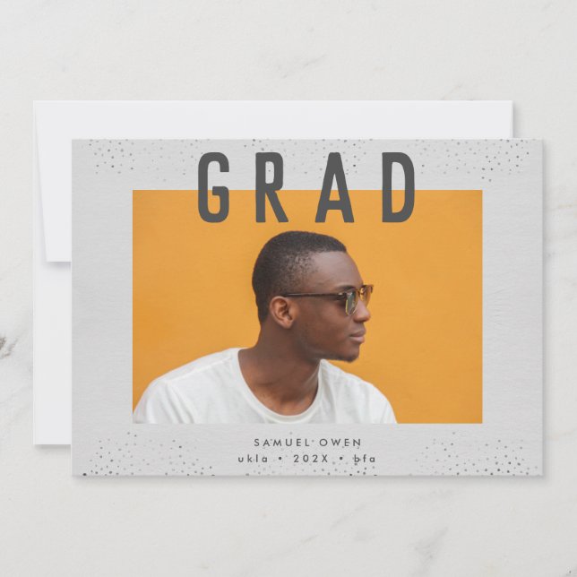Anuncio Diseñador Script Grad Gray Modern Two Photo (Anverso)