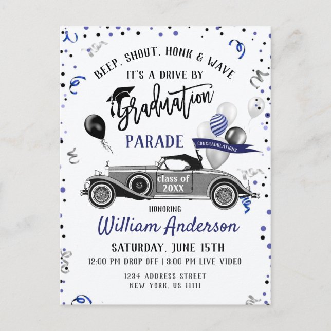 Anuncio divertido de fiesta de graduación de la cl (Anverso)