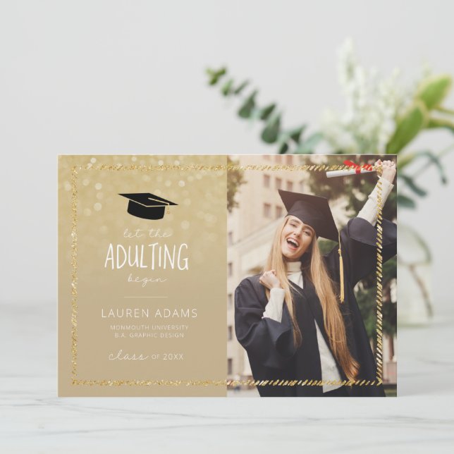 Anuncio Divertido de Graduación (Anverso de pie)