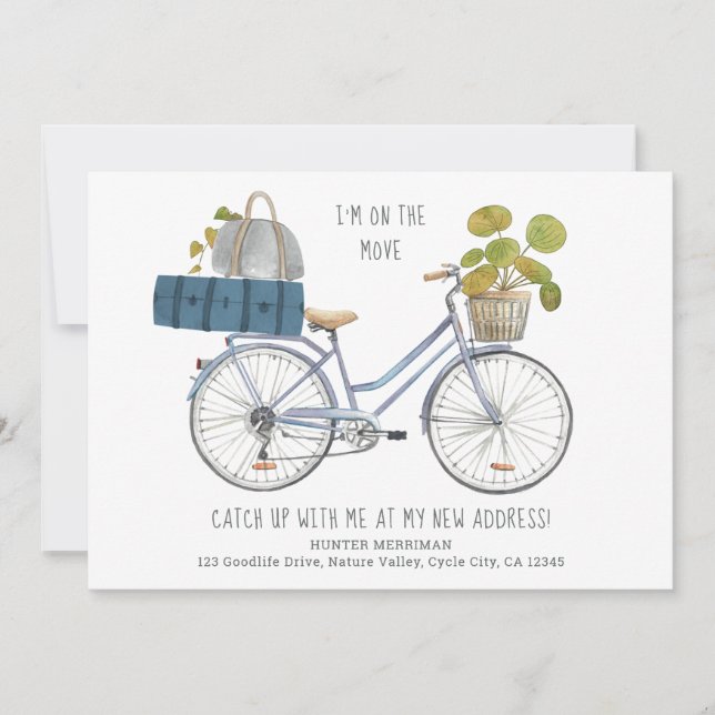 Anuncio divertido de mudanza en bicicleta y equipa (Anverso)