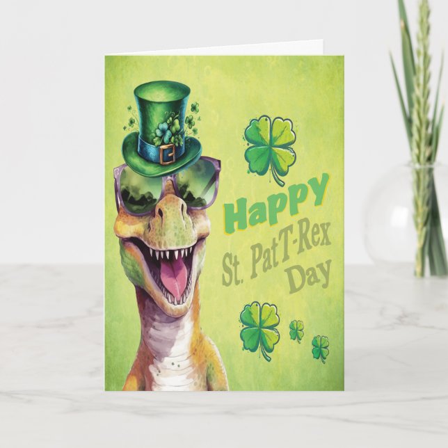 Anuncio Divertido Dinosaur leprechaun Irish St Patricks Da (Anverso)