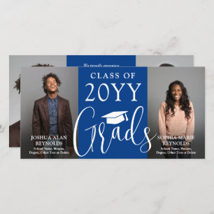 Anuncio Doble Graduación 2 Grados Royal Blue Joint Photo