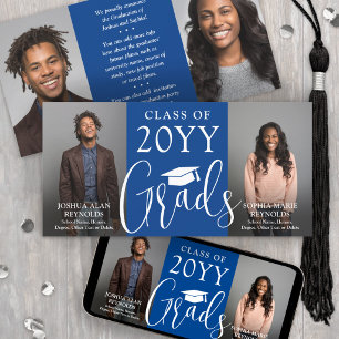 Anuncio Doble Graduación 2 Grados Royal Blue Joint Photo