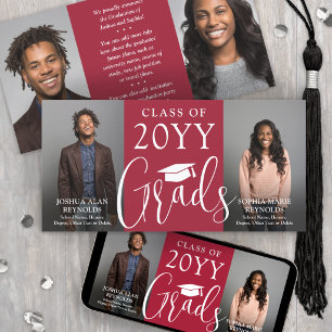 Anuncio Doble Graduación 2 Grads Foto de articulación roja