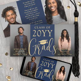 Anuncio Doble Graduación 2 Graduados Foto Conjunta Navy y 