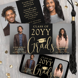 Anuncio Doble Graduación 2 Graduados Foto Conjunta Negra y