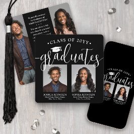 Anuncio Doble Graduación 2 Graduados y 4 Fotos Negro y Bla