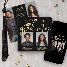 Anuncio Doble Graduación 2 Graduados y 4 Fotos Negro y Dor