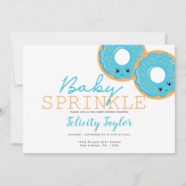 Anuncio Donut Sprinkle Baby Shower Blue Twin Boys (Anverso)