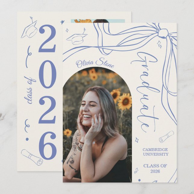 Anuncio Doodle Style Senior Graduation Party Hand Drawn  (Anverso / Reverso)