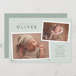 Anuncio Dos collages de fotos simple tipo nacimiento verde