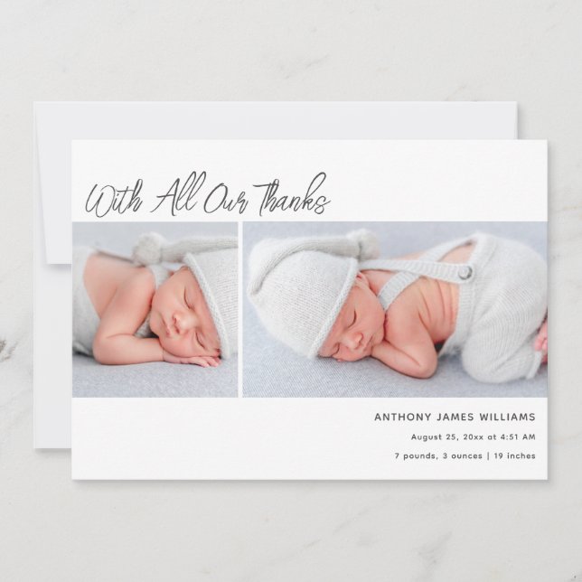 Anuncio Dos estadísticas de natalidad de bebé fotográfico  (Anverso)