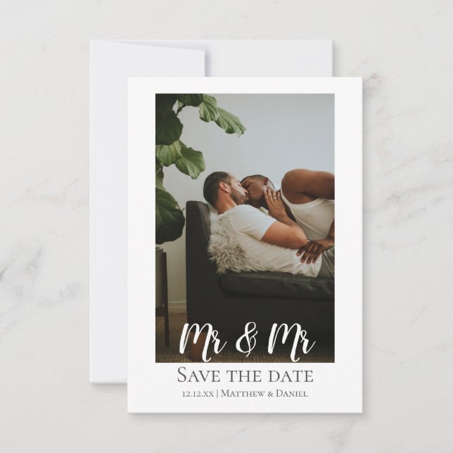 Anuncio Dos Grooms Mr. Y Mr. Gay Boda Photo (Anverso)