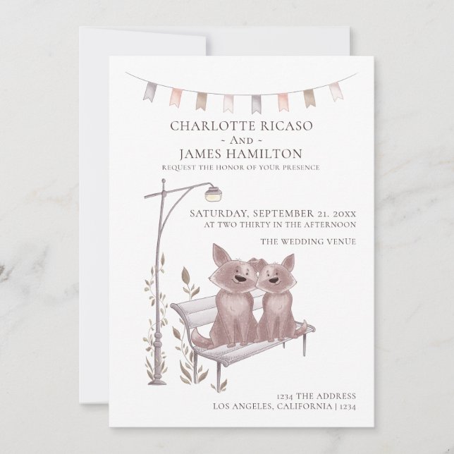 Anuncio Dos perros en un Boda con tema animal en un banco (Anverso)