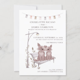 Anuncio Dos perros en un Boda con tema animal en un banco