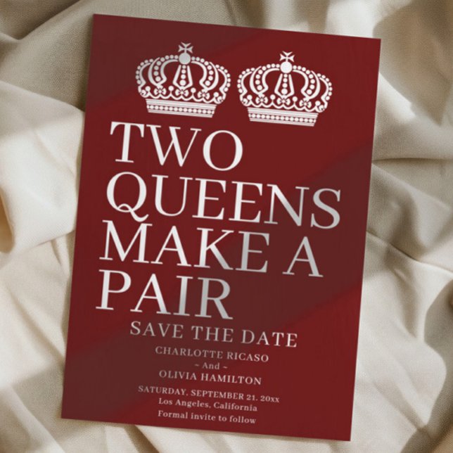 Anuncio Dos Reinas Hacen Un Boda Gay Lesbiana (Two Queens Make A Pair Gay Lesbian Wedding Announcement by Ricaso. Available in other colors)